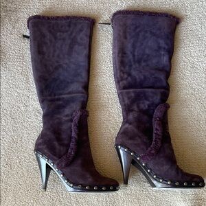 Nike Dark Purple Heeled Boots with Metallic Accents